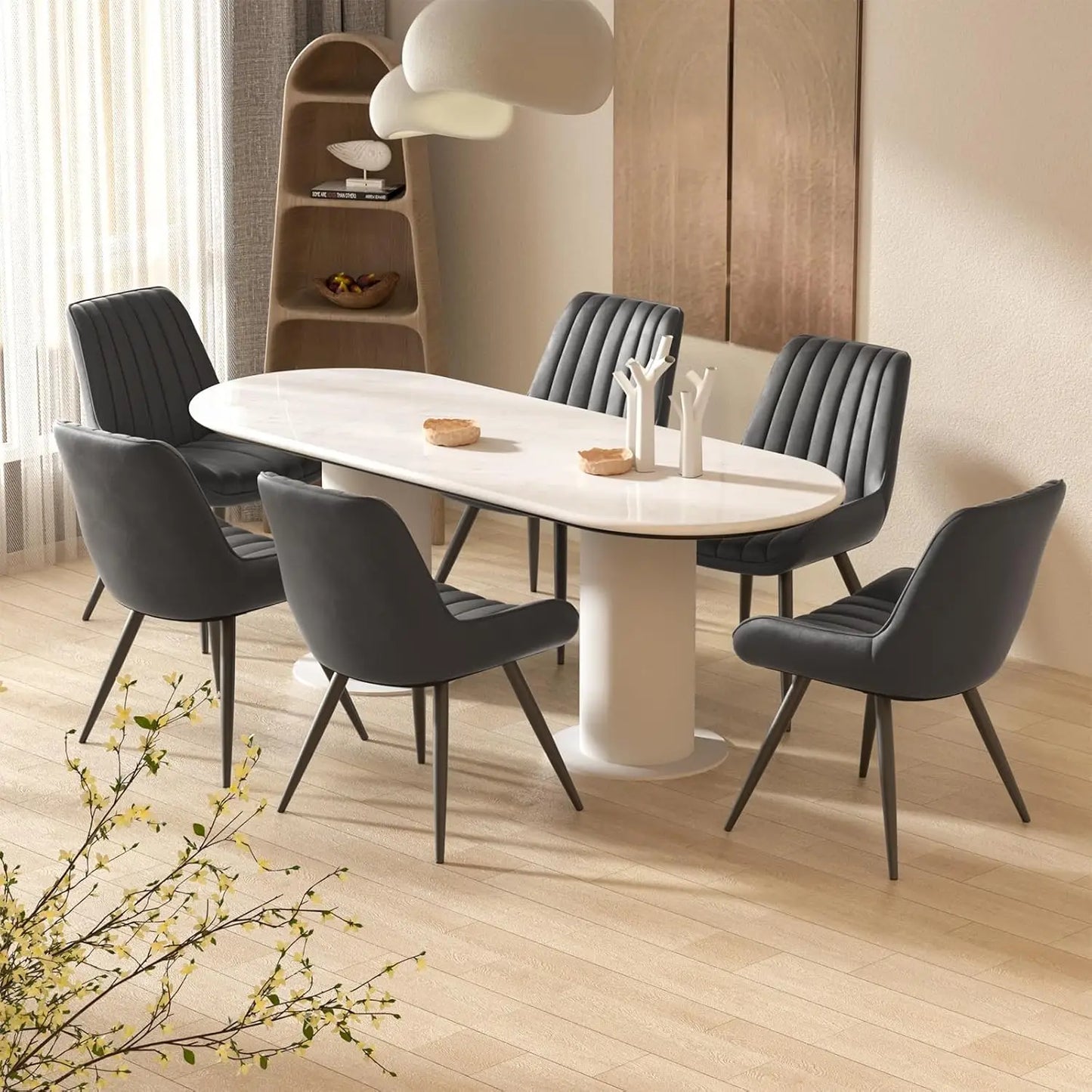 Modern Dining Chairs Set of 4, Comfy Dining Room Chairs with Thick Cushions.