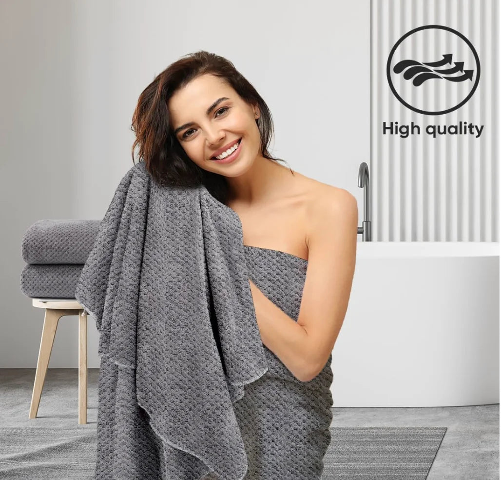 Bath Towel Set Pack of 2, Microfiber Ultra Soft Highly Absorbent Bath Towel, Lightweight and Quick Drying.