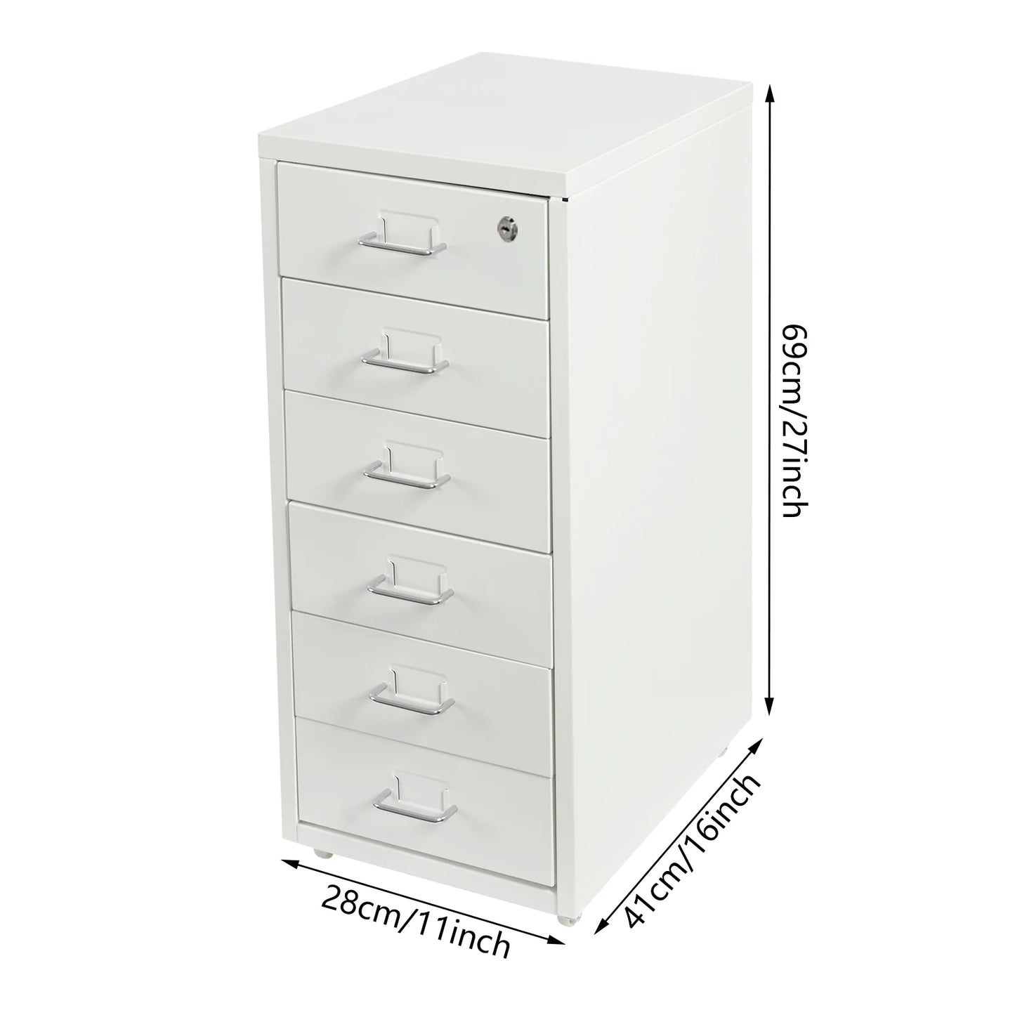 6 Drawer File Cabinet with Lock, Filing Storage Cabinets with Wheels, Organizer for Home Office Study.