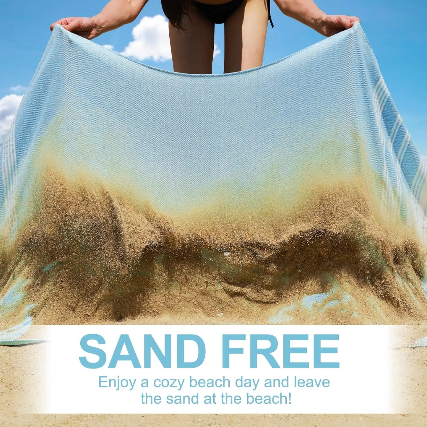 6-Pack Oversized Cotton Turkish Beach Towels, 74x38 Inches, Quick-Dry & Sand-Free.
