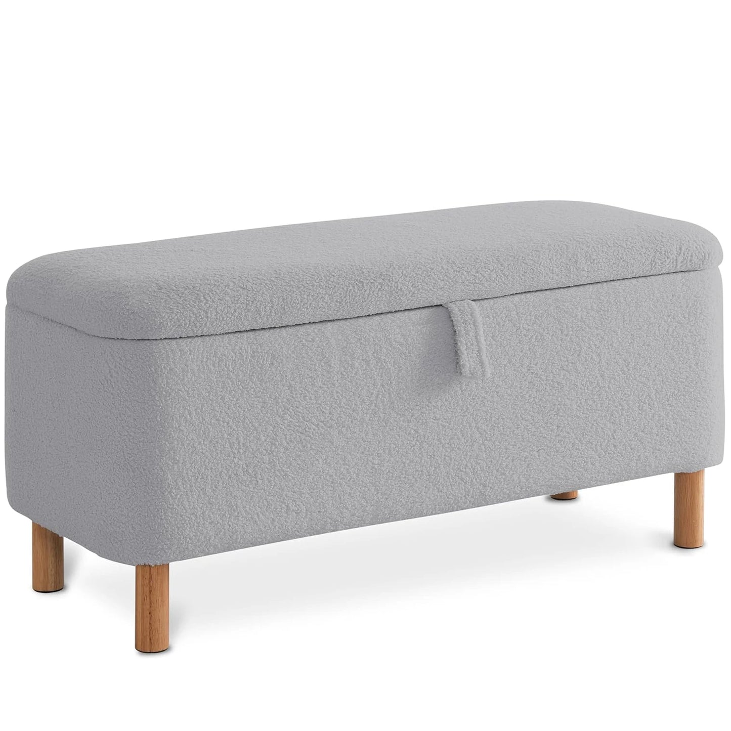 Storage Ottoman Bench for Bedroom end of Bed, Sherpa Upholstered Shoe Seat Storage.