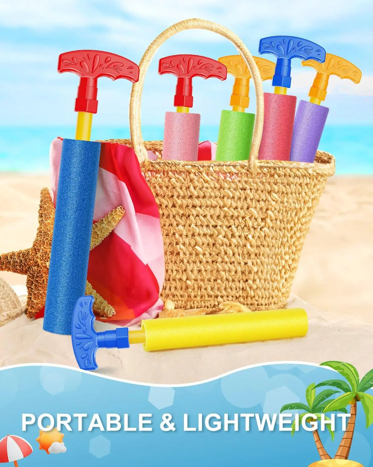 40ft Range Water Blaster Guns 6-Pack, Toys for Kids Adults Pool Beach Summer Fun