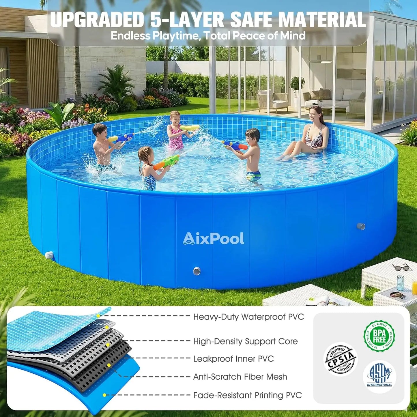 2026 Extra Large Foldable Pool, Non-Inflatable Pool for Adult, Foldable Swimming Pool.
