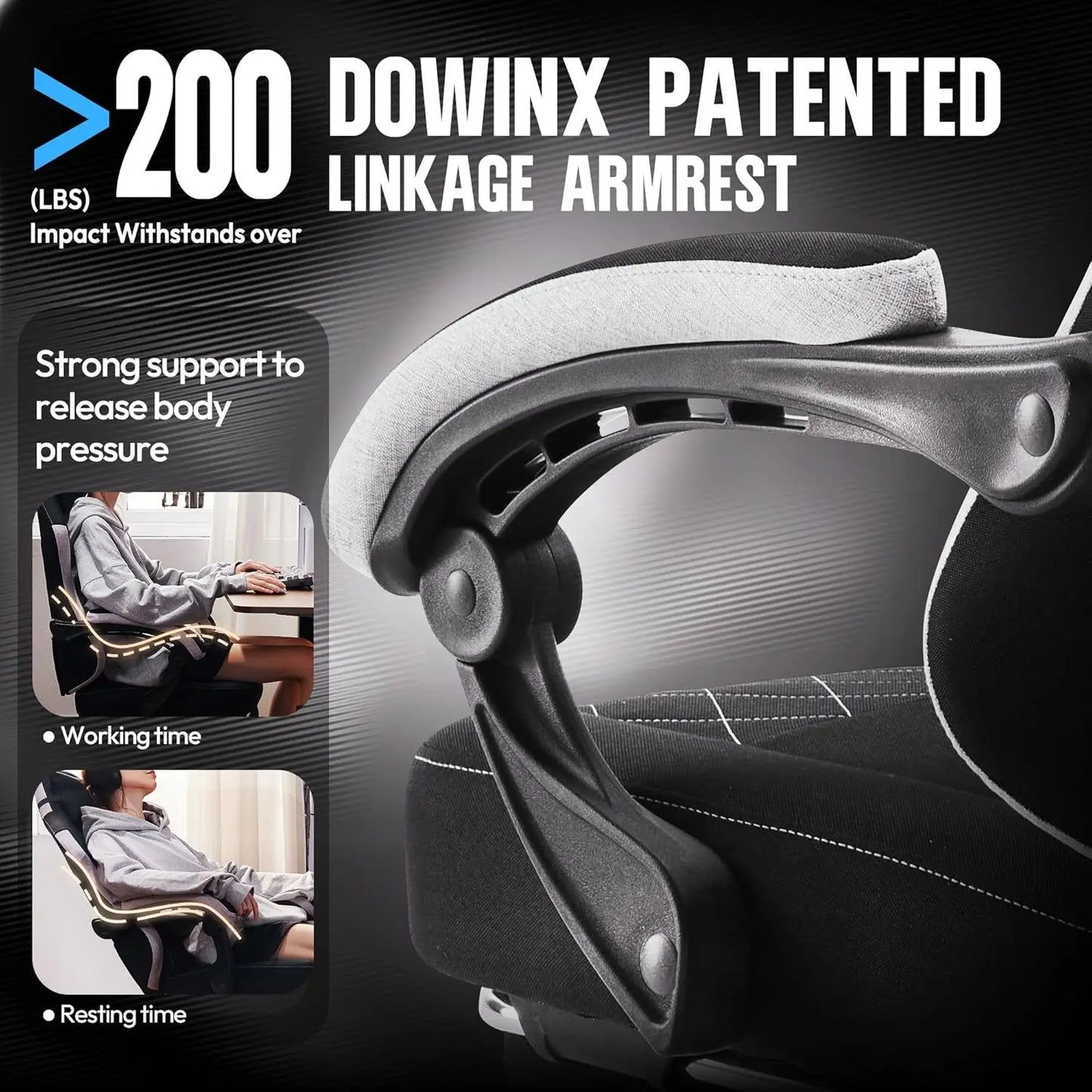 Dowinx Fabric Gaming Chair Ergonomic Computer Chair with Footrest