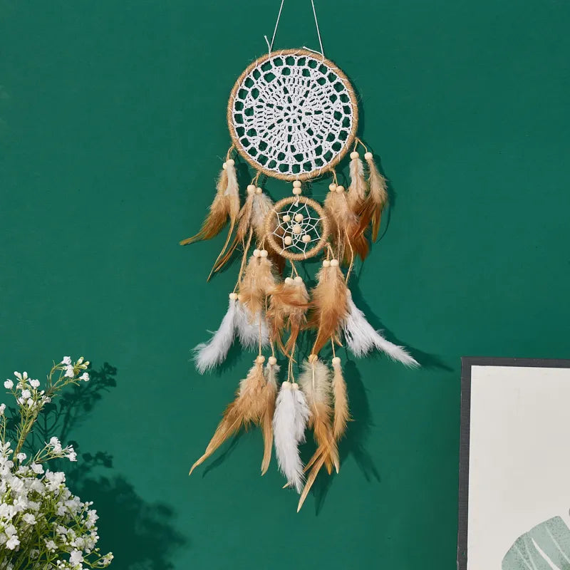5-piece large Dream Catcher, handcrafted Moon Dream Chaser, Bohemian wall, Bedside decoration