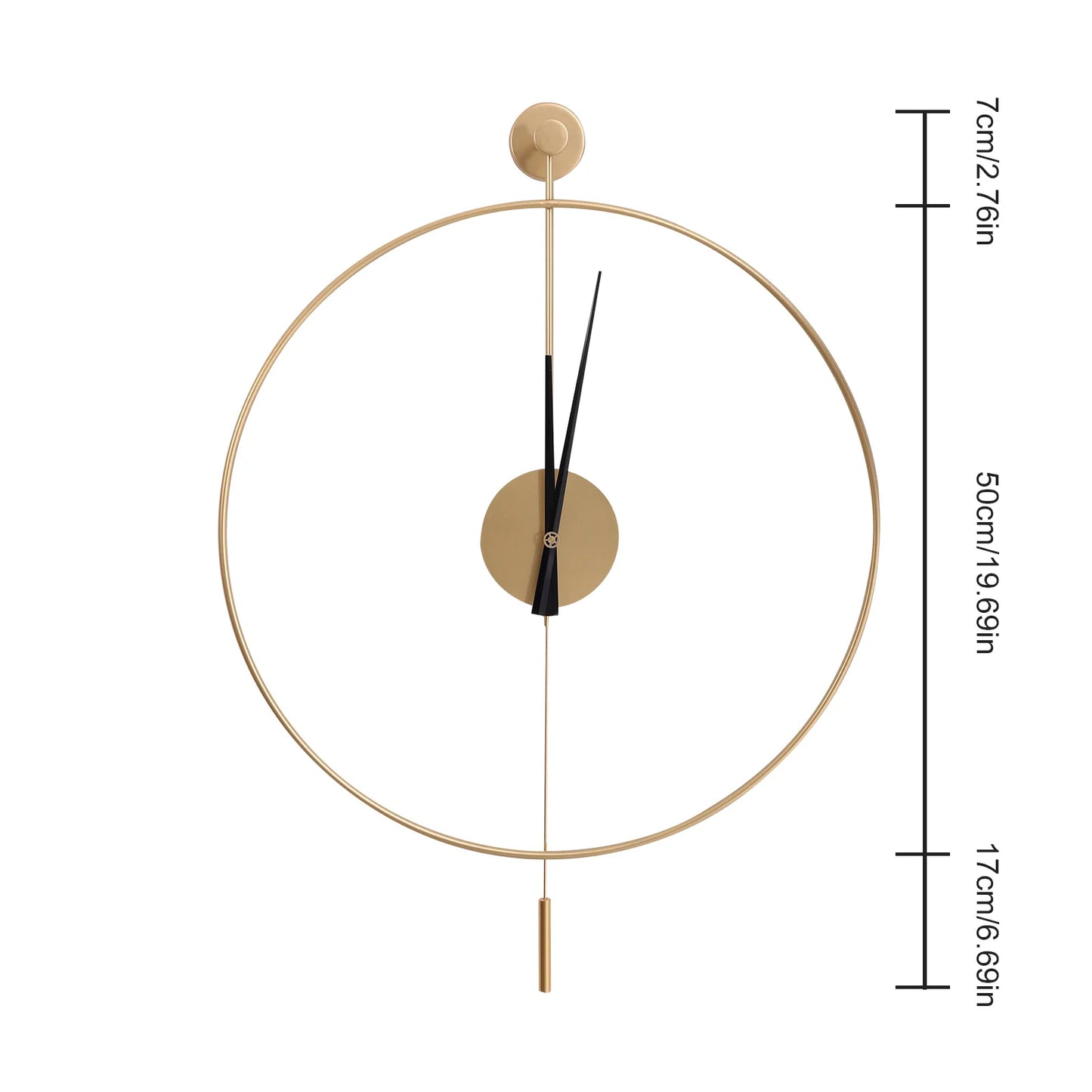 Decorative Silent Metal Wall Chronometer Large Traditional Non-Ticking Timepiece.