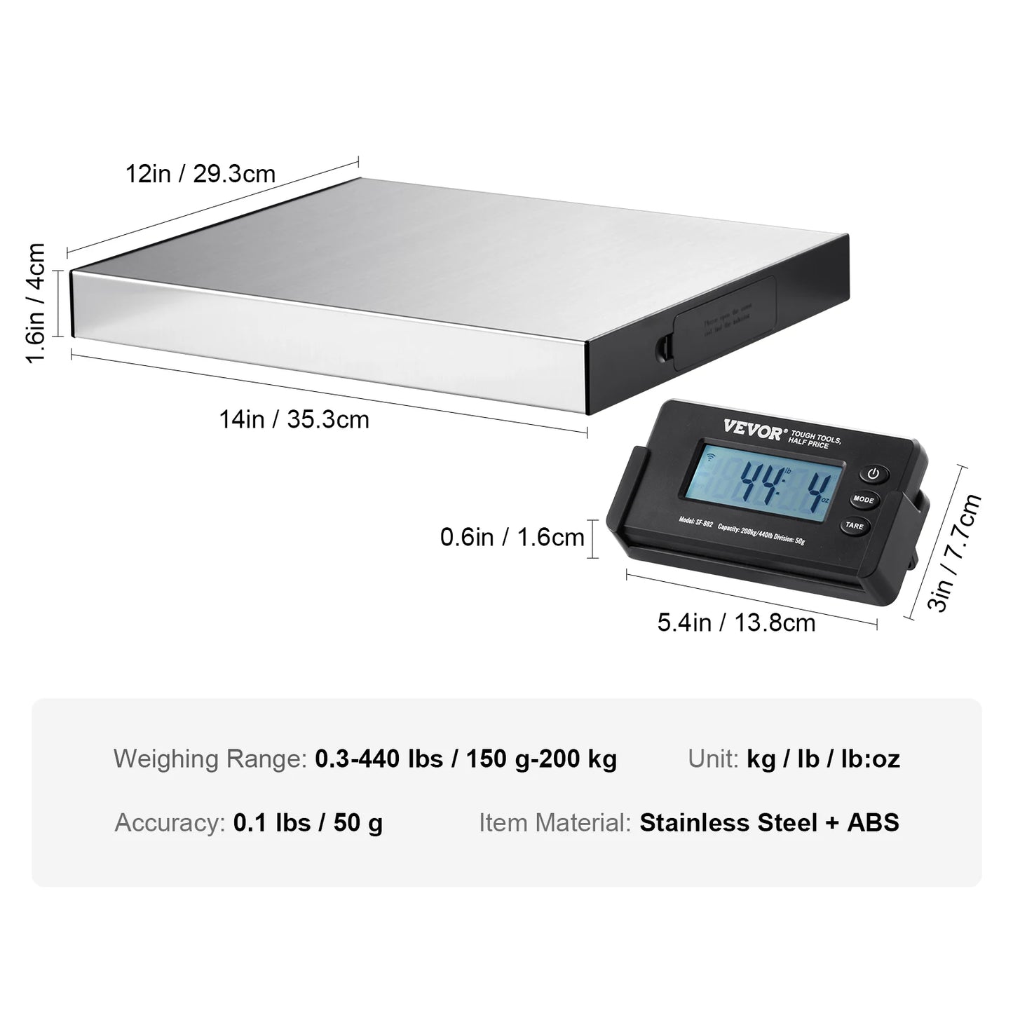 Split Type Digital Shipping Scale Postal Mailing Weighing Scale with HD LCD Screen for Luggage.