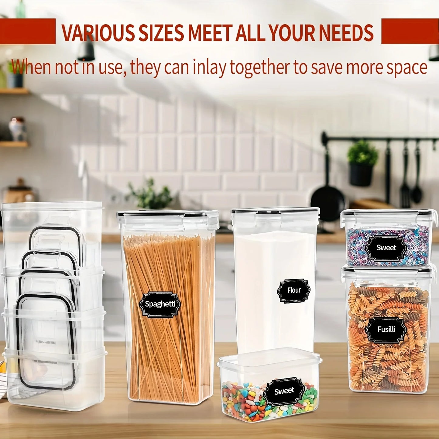 24Piece Airtight Food Storage Containers Set BPA-Free Plastic Canisters - Pantry Organizer with 40Labels