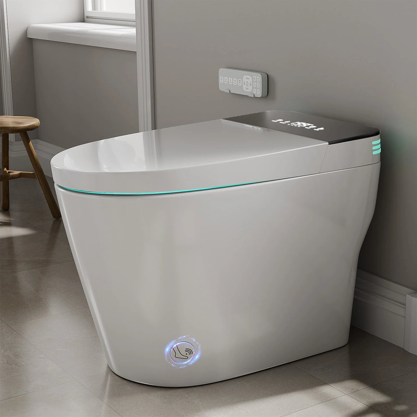 Smart Toilet with Built-in Bidet, AUTO Open/Close, Water Sprayer, AUTO Dual Flush, Heated Bidet Toilet Seat.