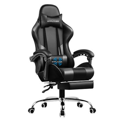 Gaming Chair with Footrest, Lumbar Support, Adjustable Height, Swivel Seat, Headrest.