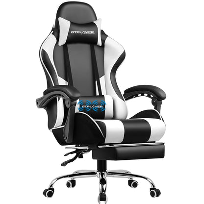 Gaming Chair with Footrest, Lumbar Support, Adjustable Height, Swivel Seat, Headrest.