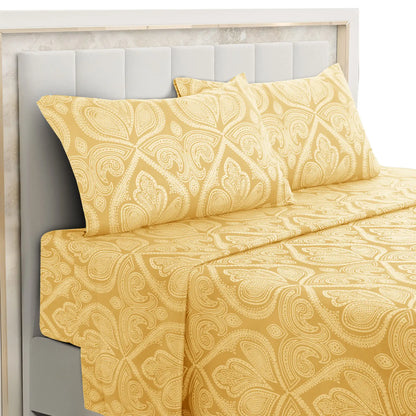 Lux Decor 4-Piece Paisley Bed Sheet Set – Soft Brushed Microfiber Sheets – Wrinkle-Resistant Bedding