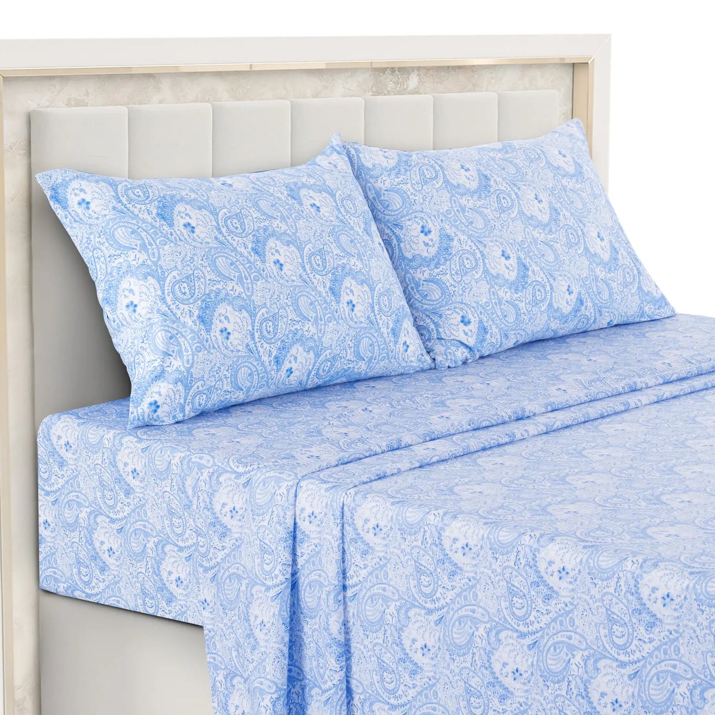 Lux Decor 4-Piece Paisley Bed Sheet Set – Soft Brushed Microfiber Sheets – Wrinkle-Resistant Bedding