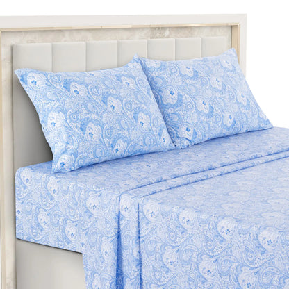 Lux Decor 4-Piece Paisley Bed Sheet Set – Soft Brushed Microfiber Sheets – Wrinkle-Resistant Bedding