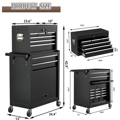 Kieperi 8 Drawer Tools ChestOrganizable Tool Box with Detachable Top Box for Workshop