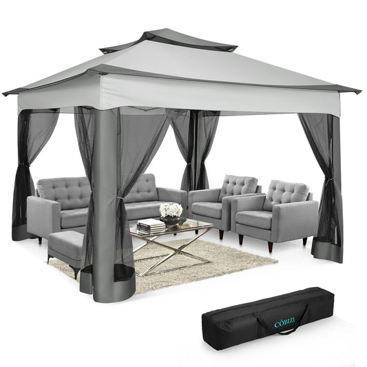 12x12 Pop up Gazebo with Mosquito Netting, Outdoor Canopy Tent with Carry Bag, for Backyard, etc.