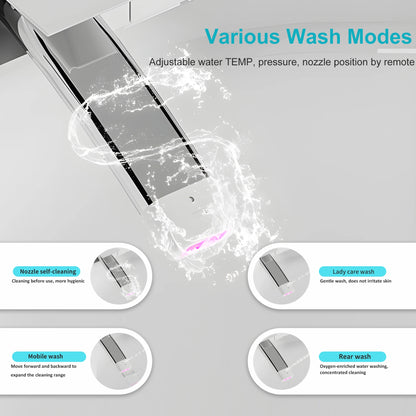 Smart Toilet with Built-in Bidet, AUTO Open/Close, Water Sprayer, AUTO Dual Flush, Heated Bidet Toilet Seat.