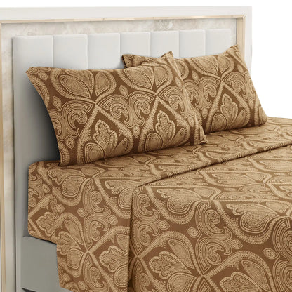 Lux Decor 4-Piece Paisley Bed Sheet Set – Soft Brushed Microfiber Sheets – Wrinkle-Resistant Bedding