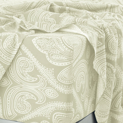 Lux Decor 4-Piece Paisley Bed Sheet Set – Soft Brushed Microfiber Sheets – Wrinkle-Resistant Bedding