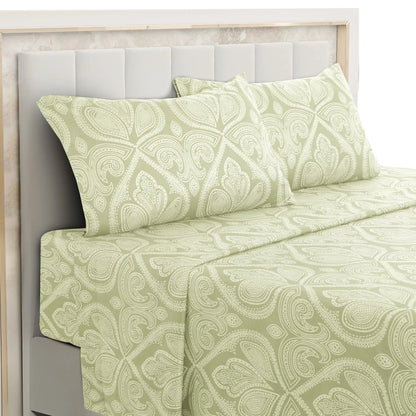 Lux Decor 4-Piece Paisley Bed Sheet Set – Soft Brushed Microfiber Sheets – Wrinkle-Resistant Bedding