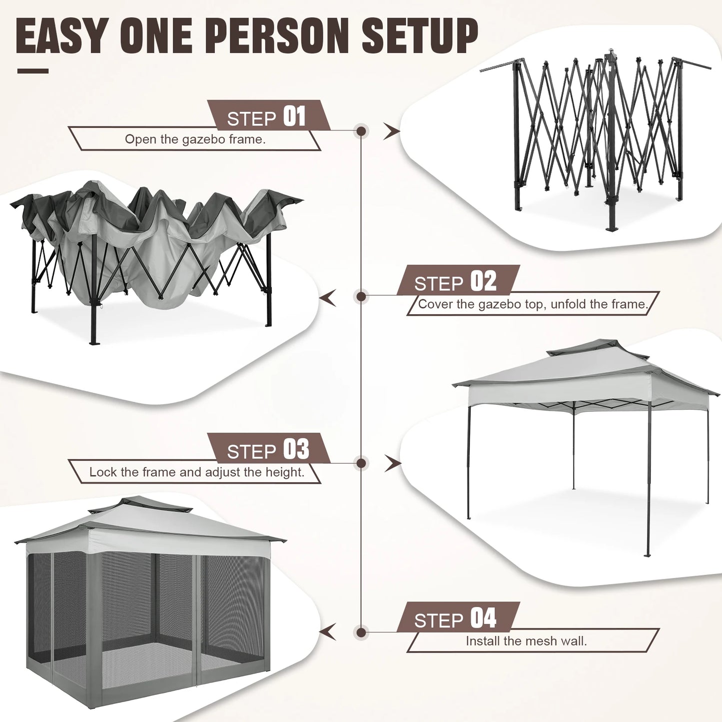 12x12 Pop up Gazebo with Mosquito Netting, Outdoor Canopy Tent with Carry Bag, for Backyard, etc.