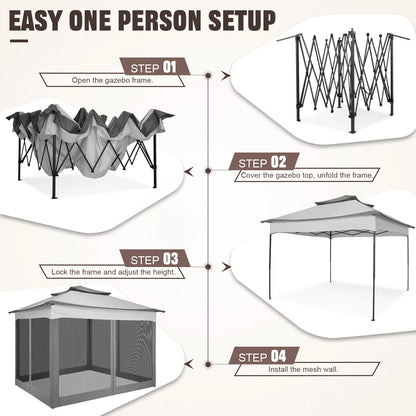 12x12 Pop up Gazebo with Mosquito Netting, Outdoor Canopy Tent with Carry Bag, for Backyard, etc.
