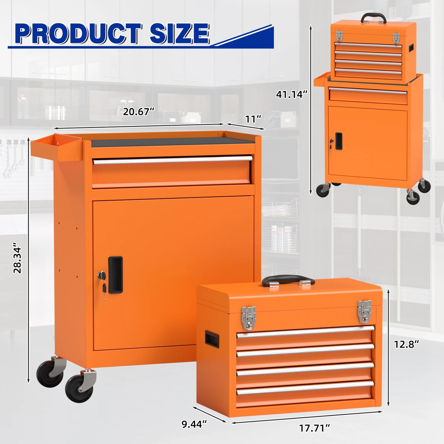 5 Drawer Tools Chest, Tool Cabinet with Universal Lockable Wheels.