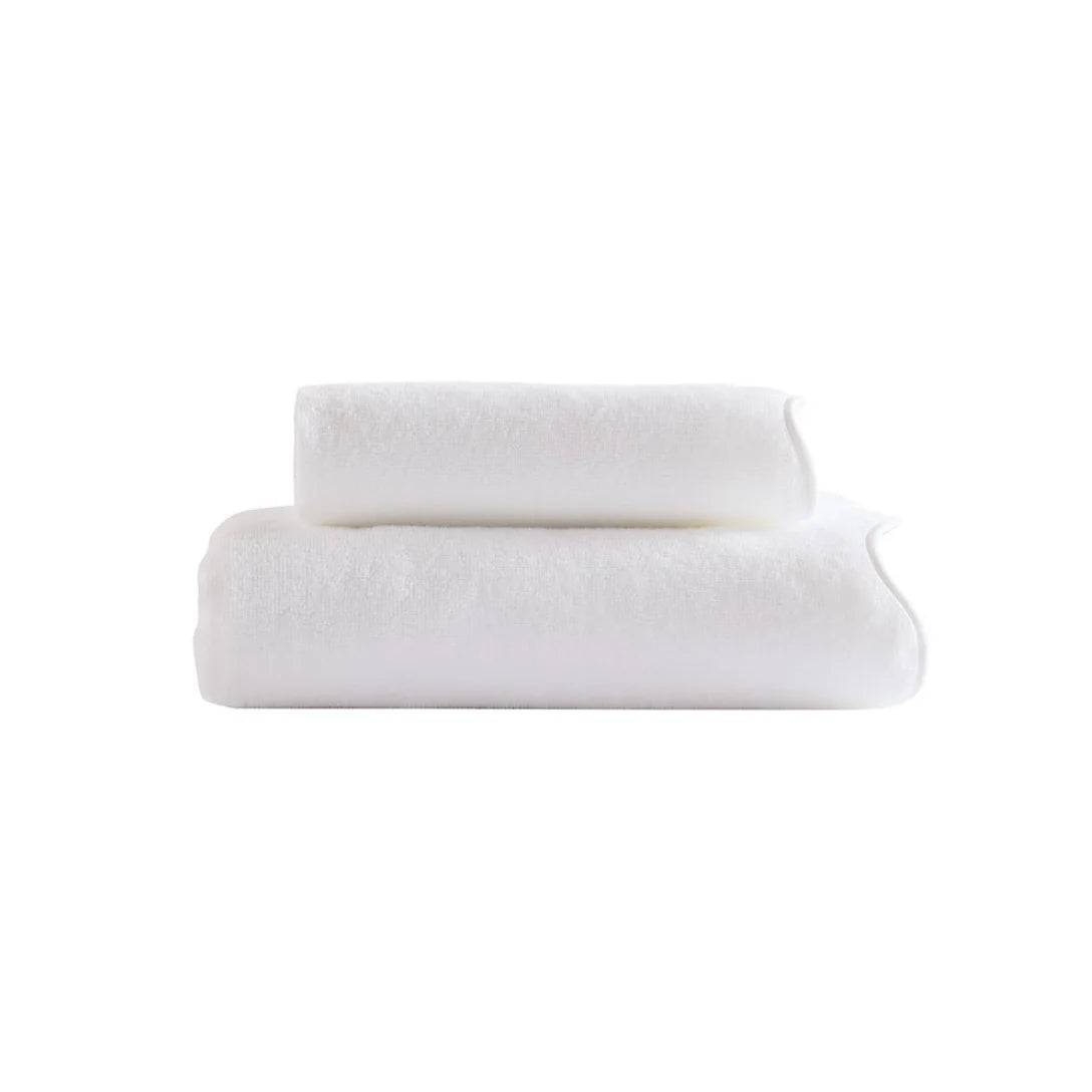 Scalloped Edge Bath Towels – Soft & Absorbent Towels for Bathroom, Quick-Drying Cotton Towels