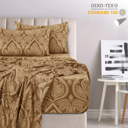 Lux Decor 4-Piece Paisley Bed Sheet Set – Soft Brushed Microfiber Sheets – Wrinkle-Resistant Bedding