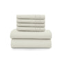 Lux Décor 6Pc Solid Sheet Set – Brushed Microfiber, 16" Deep Pockets, with Embroidered & Plain Pillowcases