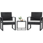 3 Pieces Outdoor Patio Wicker Furniture Set, Modern Rattan Chair Sets with Coffee Table for Yard.