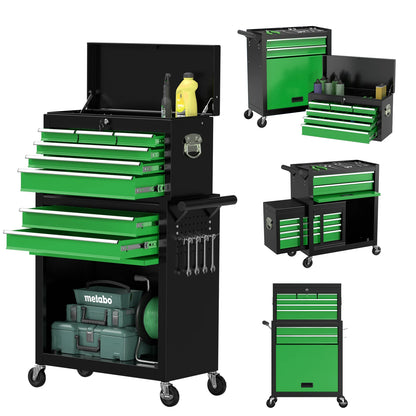 Kieperi 8 Drawer Tools ChestOrganizable Tool Box with Detachable Top Box for Workshop