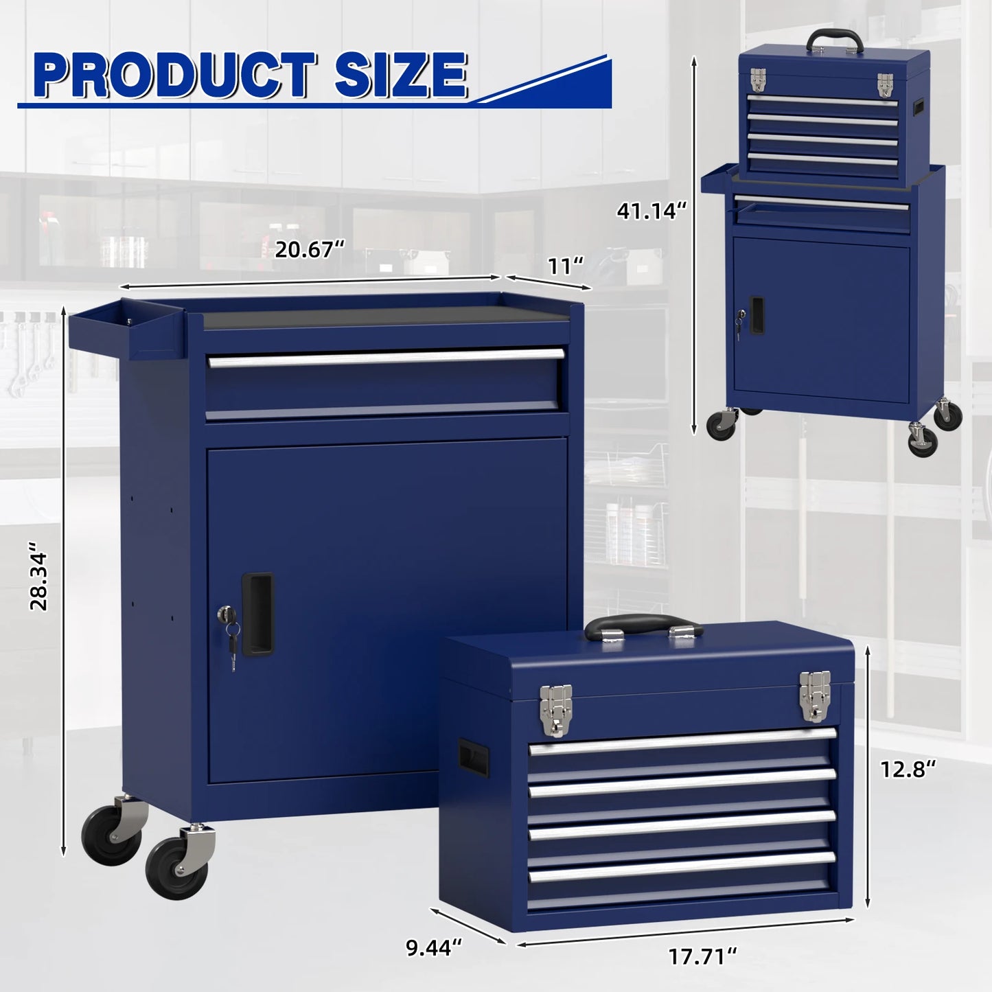 5 Drawer Tools Chest, Tool Cabinet with Universal Lockable Wheels.