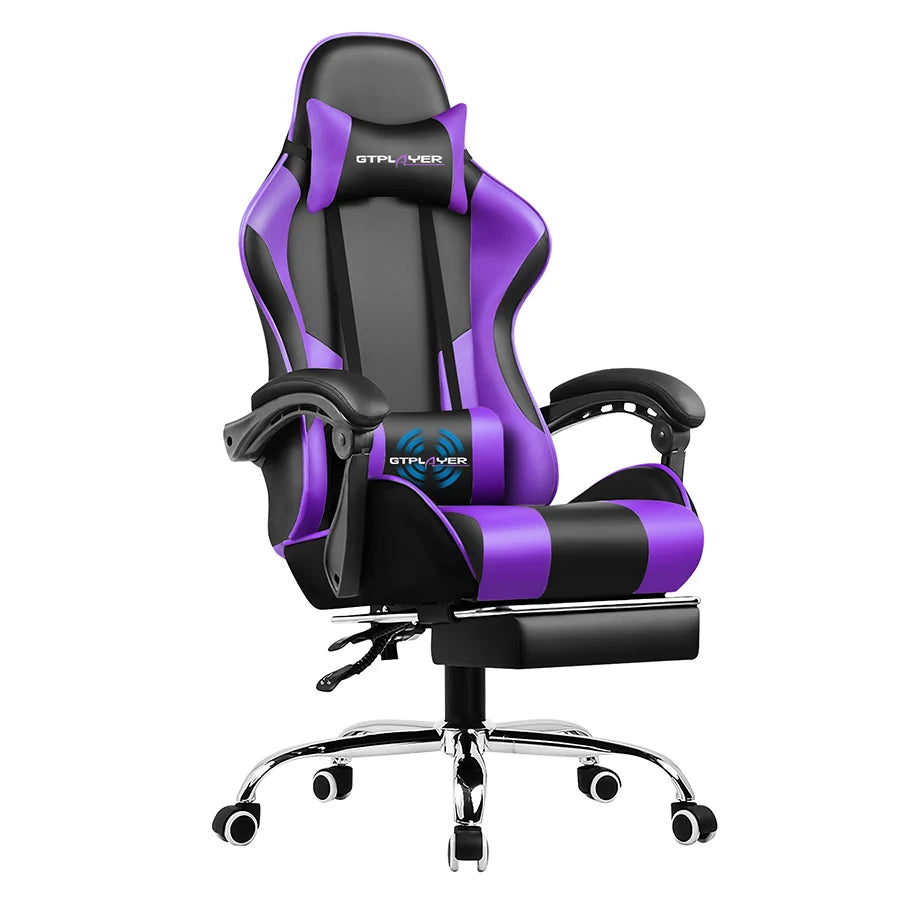 Gaming Chair with Footrest, Lumbar Support, Adjustable Height, Swivel Seat, Headrest.