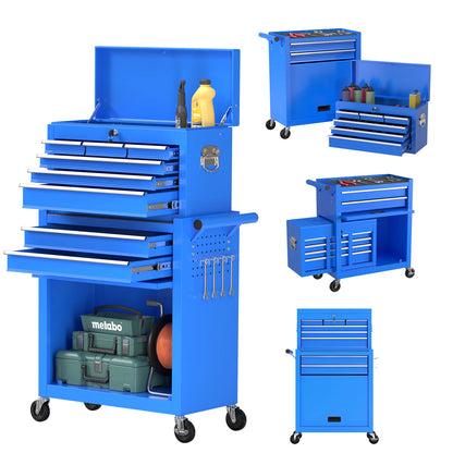 Kieperi 8 Drawer Tools ChestOrganizable Tool Box with Detachable Top Box for Workshop