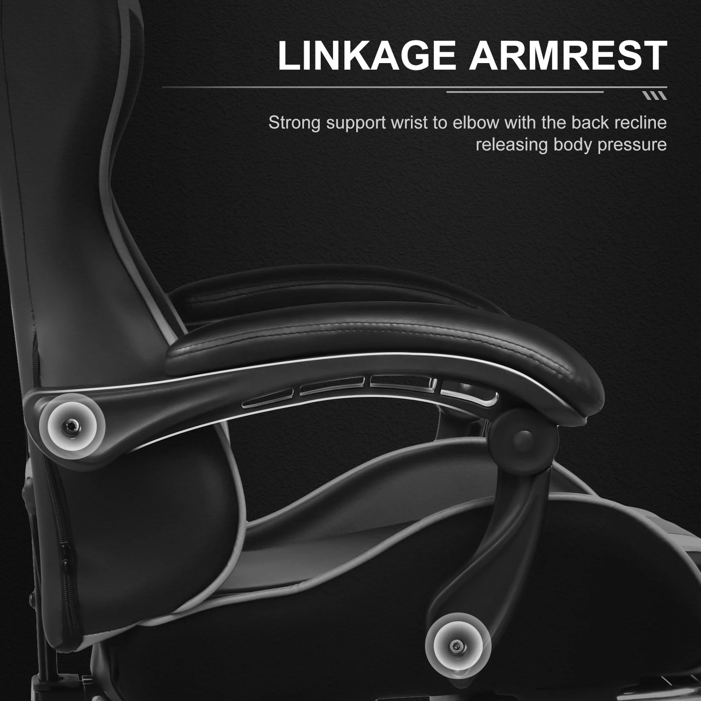 Gaming Chair with Footrest, Lumbar Support, Adjustable Height, Swivel Seat, Headrest.