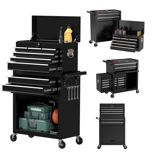 Kieperi 8 Drawer Tools ChestOrganizable Tool Box with Detachable Top Box for Workshop
