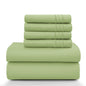 Lux Décor 6Pc Solid Sheet Set – Brushed Microfiber, 16" Deep Pockets, with Embroidered & Plain Pillowcases