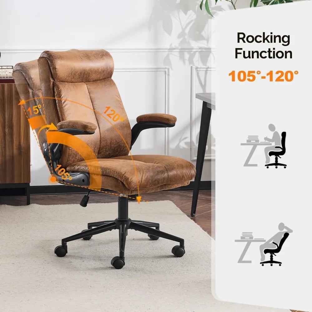 Rolling Ergonomic Office Desk Chair with Padded Flip-up Arms, 360°Swivel High Back.