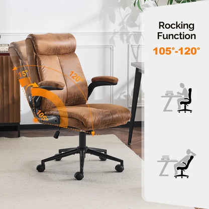 Rolling Ergonomic Office Desk Chair with Padded Flip-up Arms, 360°Swivel High Back.