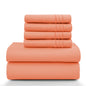 Lux Décor 6Pc Solid Sheet Set – Brushed Microfiber, 16" Deep Pockets, with Embroidered & Plain Pillowcases