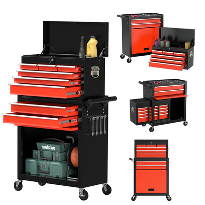Kieperi 8 Drawer Tools ChestOrganizable Tool Box with Detachable Top Box for Workshop