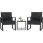 3 Pieces Outdoor Patio Wicker Furniture Set, Modern Rattan Chair Sets with Coffee Table for Yard.
