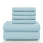Lux Décor 6Pc Solid Sheet Set – Brushed Microfiber, 16" Deep Pockets, with Embroidered & Plain Pillowcases