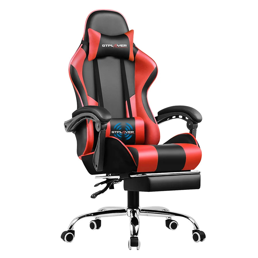 Gaming Chair with Footrest, Lumbar Support, Adjustable Height, Swivel Seat, Headrest.