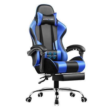 Gaming Chair with Footrest, Lumbar Support, Adjustable Height, Swivel Seat, Headrest.