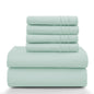 Lux Décor 6Pc Solid Sheet Set – Brushed Microfiber, 16" Deep Pockets, with Embroidered & Plain Pillowcases