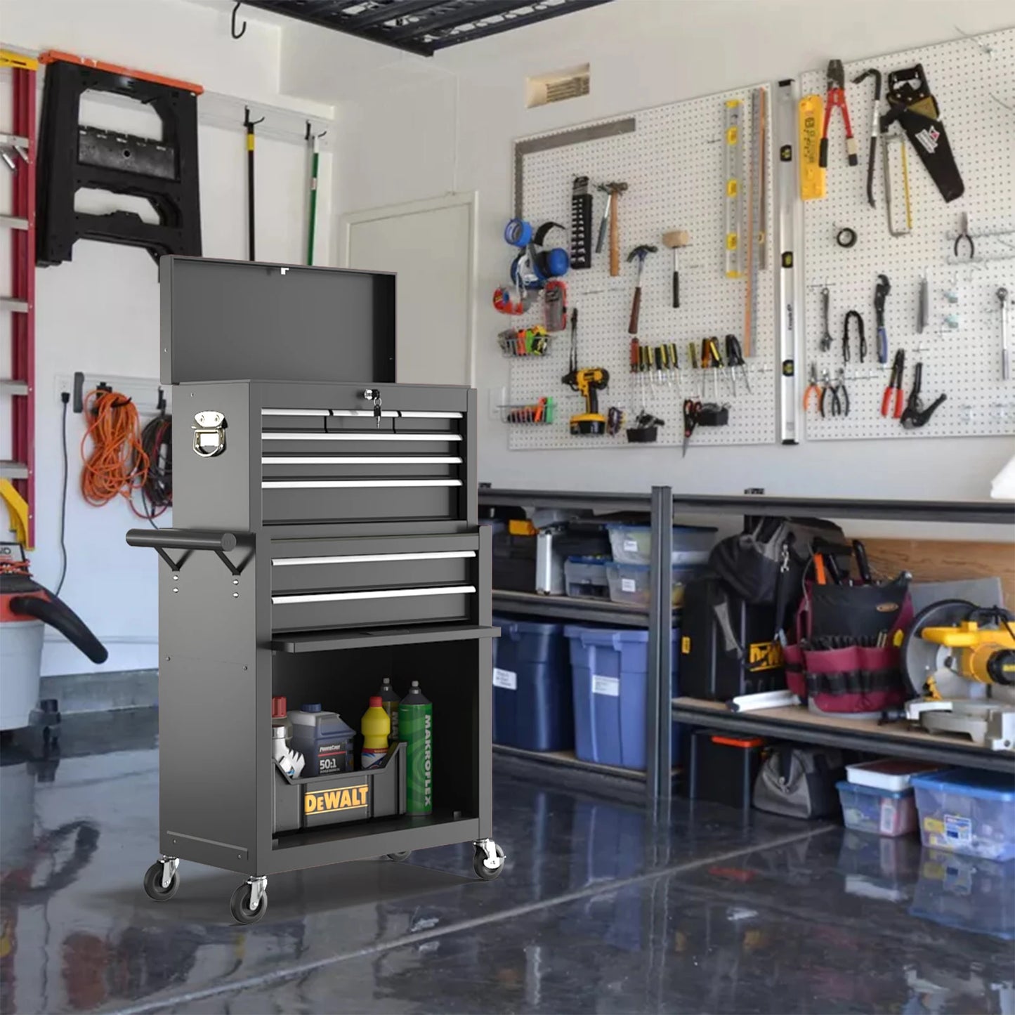 Kieperi 8 Drawer Tools ChestOrganizable Tool Box with Detachable Top Box for Workshop