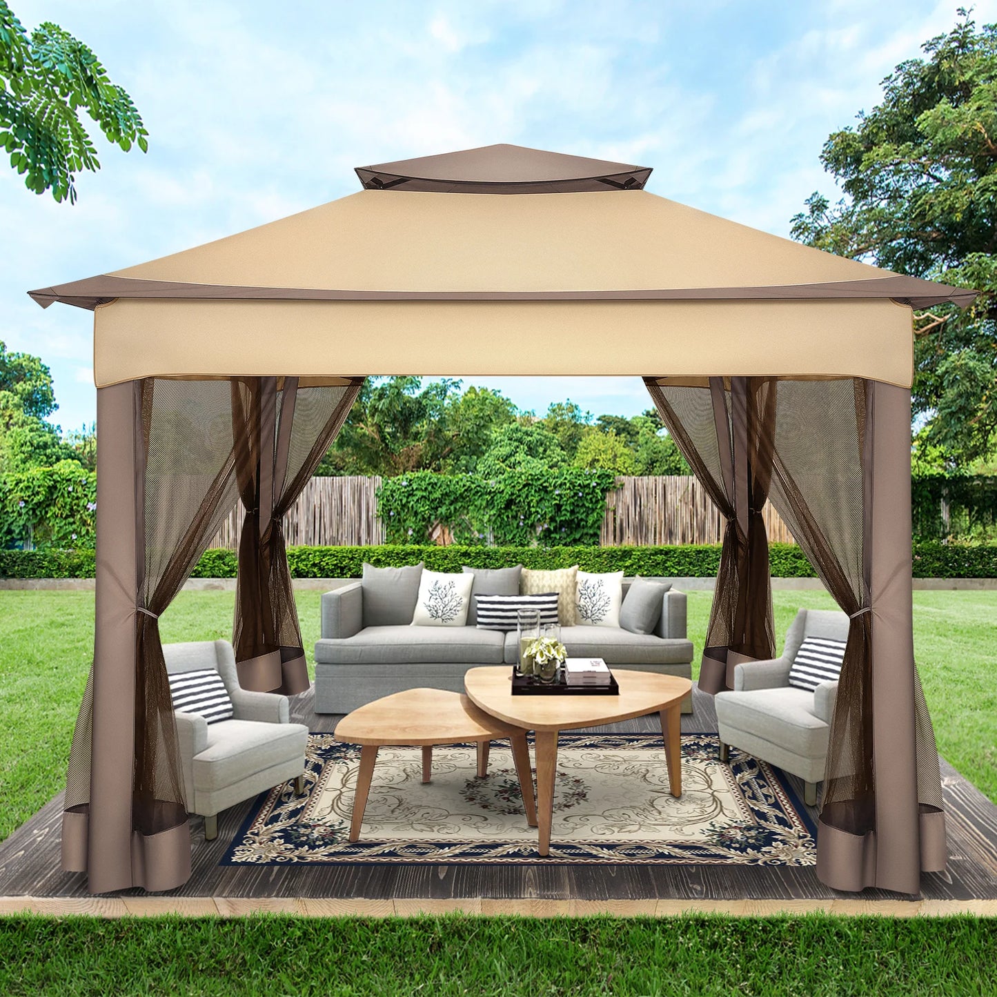 12x12 Pop up Gazebo with Mosquito Netting, Outdoor Canopy Tent with Carry Bag, for Backyard, etc.