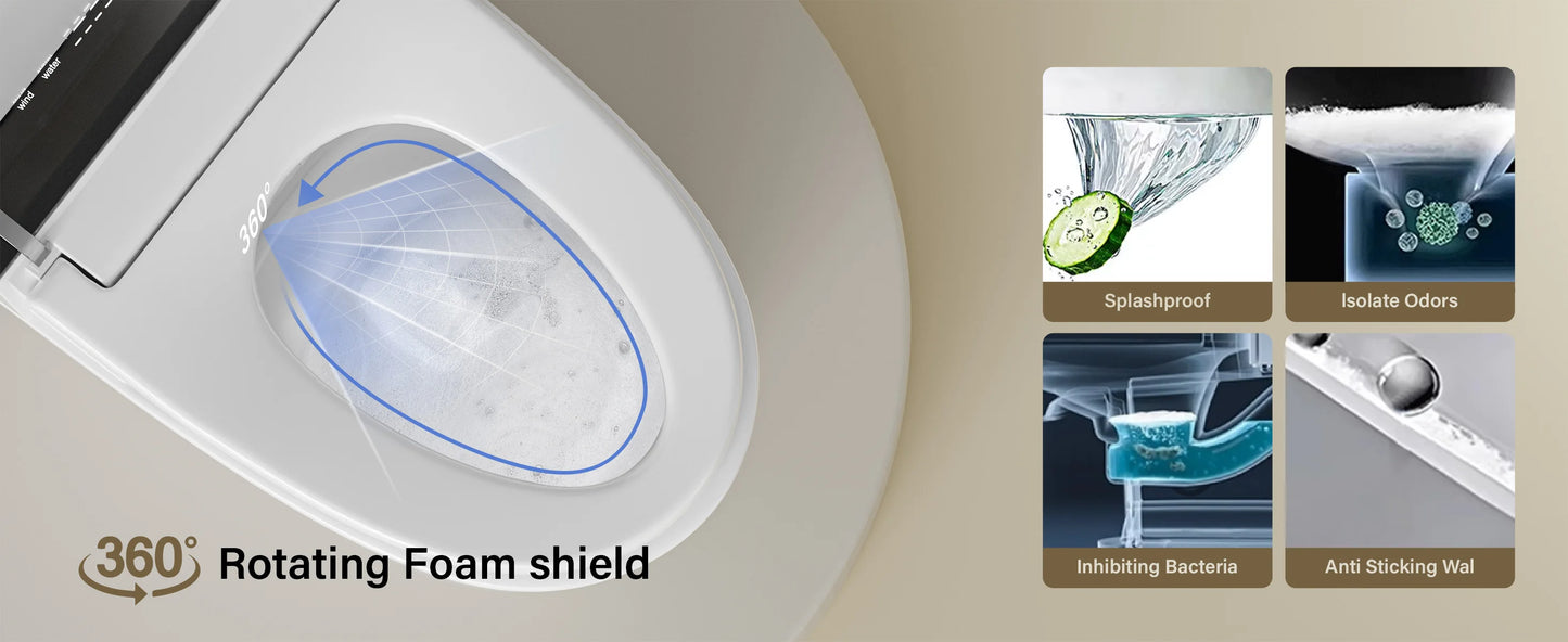 Smart Toilet with Built-in Bidet, AUTO Open/Close, Water Sprayer, AUTO Dual Flush, Heated Bidet Toilet Seat.
